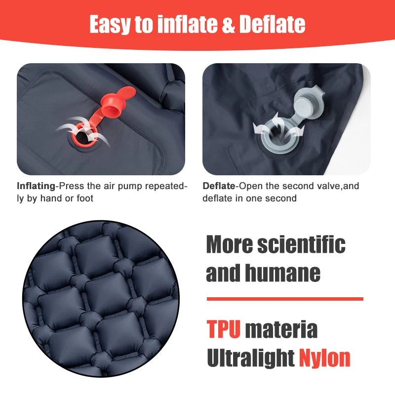 Outdoor Sleeping Pad Camping Inflatable Mattress Built-in Pump Ultralight Air Cushion