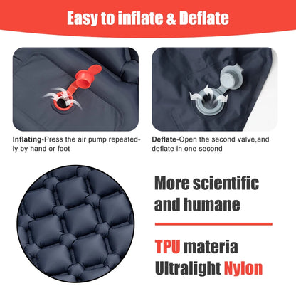 Outdoor Sleeping Pad Camping Inflatable Mattress Built-in Pump Ultralight Air Cushion