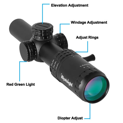 1-5X24 Tactical Illuminated Optical Rifle Sight Scope