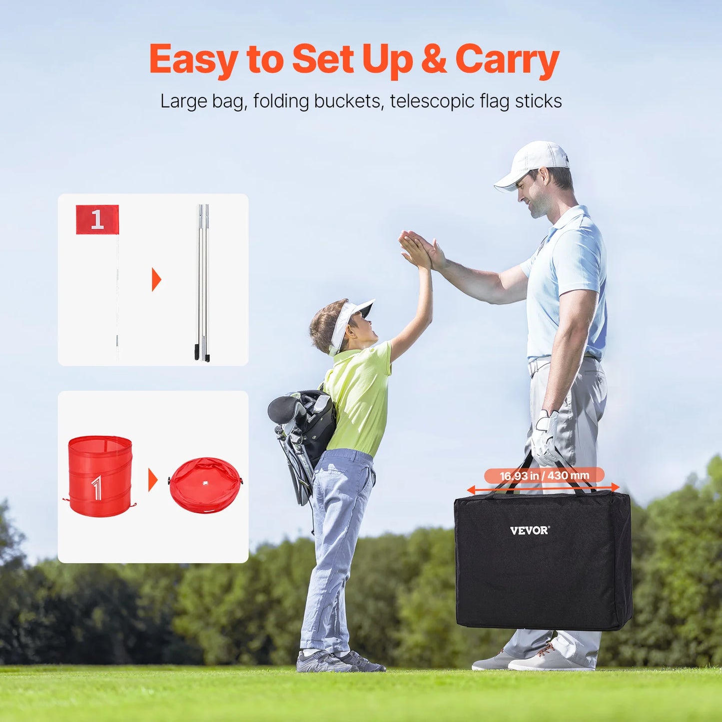 3/6/9 Hole Kids Backyard Golf Game Portable Bucket Golf Course