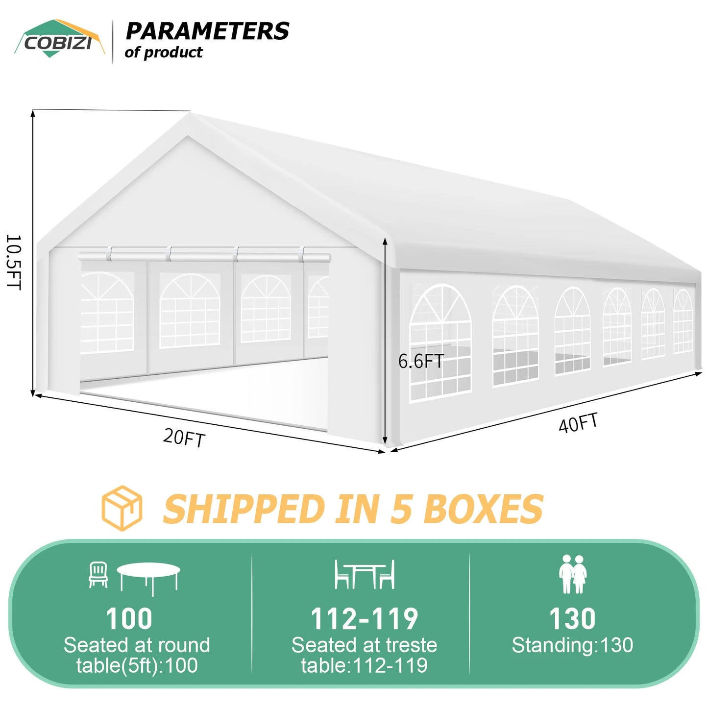 Outdoor 20x40FT Party Tent Heavy Duty, Wedding Tent