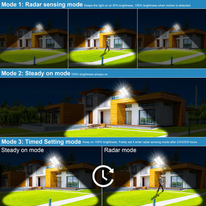 2 Pcs 6000W Outdoor solar light with motion sensor, timer