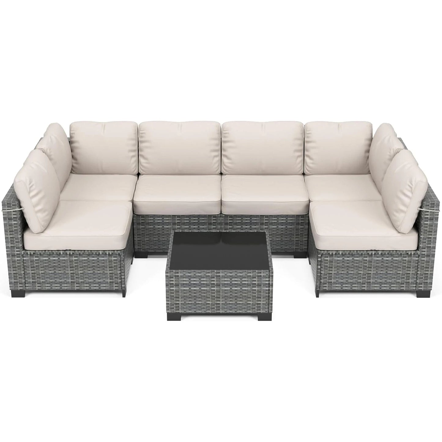 7-Piece Modular Outdoor Furniture Set Wicker