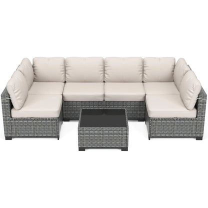 7-Piece Modular Outdoor Furniture Set Wicker