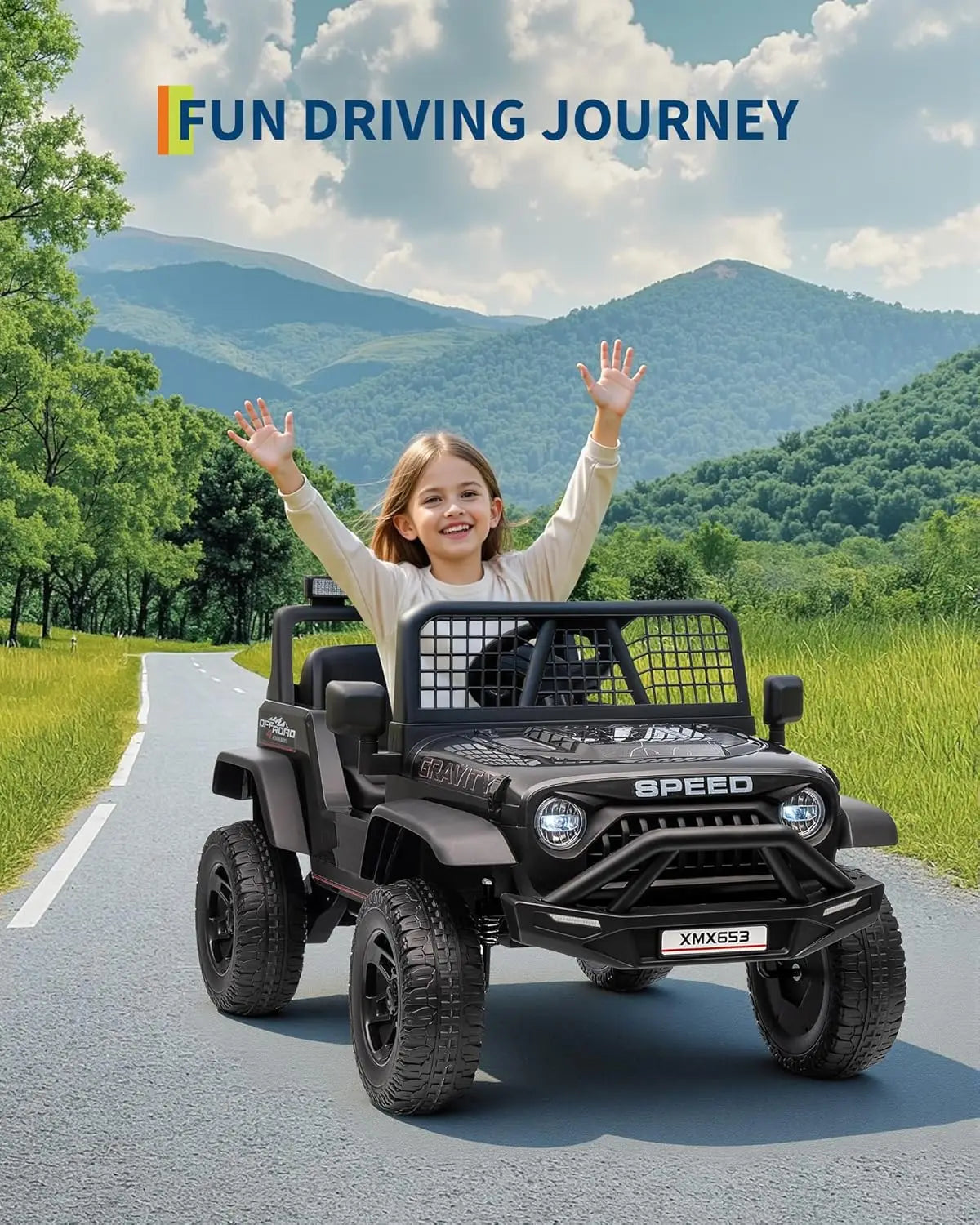 Electric Kids Ride On Car with Remote Control Bluetooth Music Player LED Light
