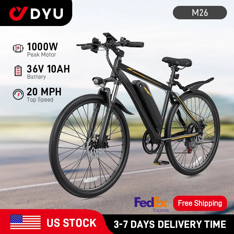 M26 Electric Bicycle Peak 1000W Motor 360WH Lithium Battery