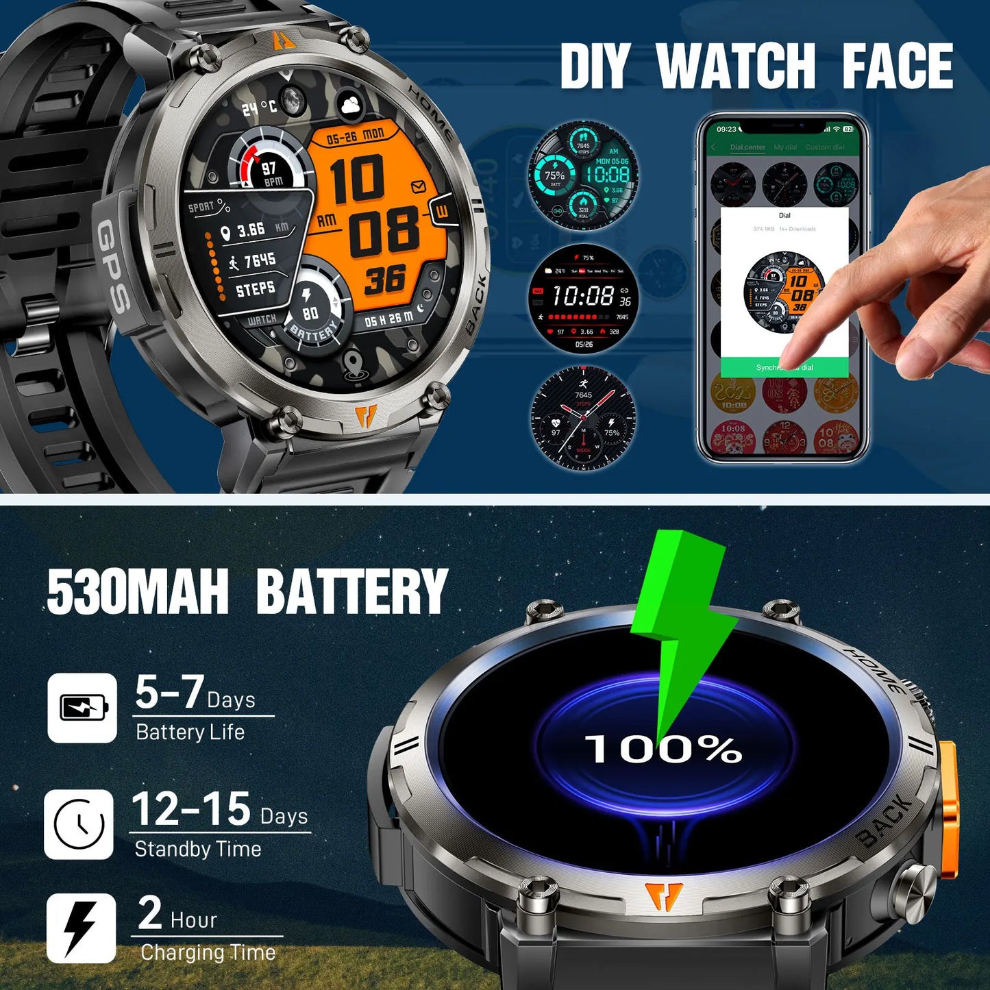 Bluetooth Call smartwatch for men Full Touch Screen With Health Monitor heart rate