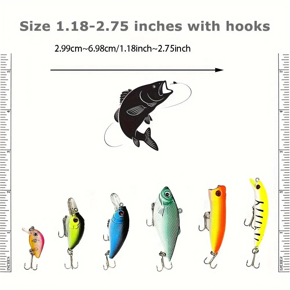30pcs Fishing Lures Set – Crankbaits, Minnow Baits & Hooks