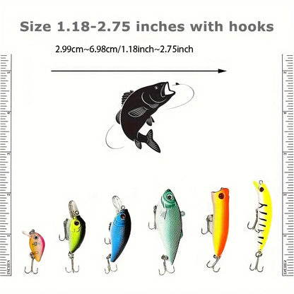 30pcs Fishing Lures Set – Crankbaits, Minnow Baits & Hooks