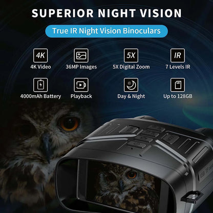 4K Night Vision Binoculars with Rechargeable Battery 32 GB