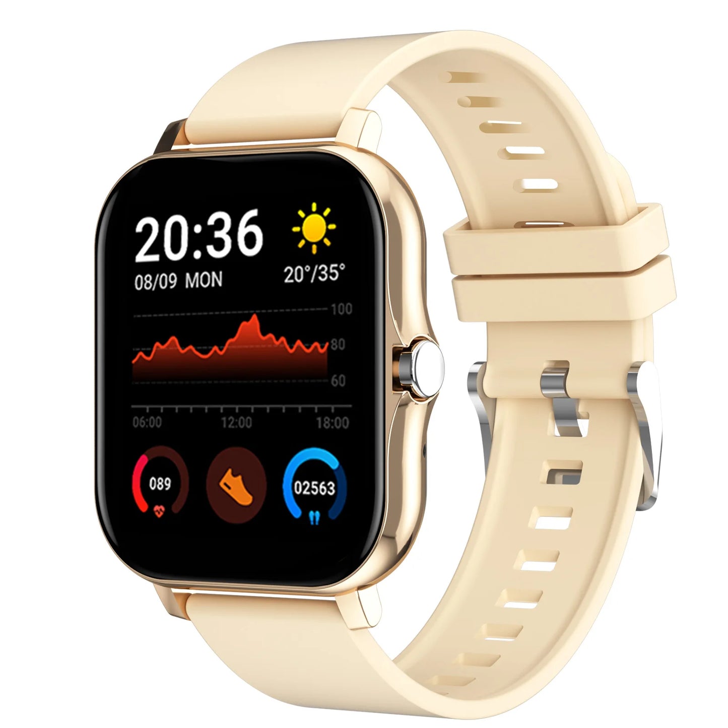 Smartwatch Multi-Sport Mode outdoor Control exercise count calories Weather Forecast Message Notification Compatible with Android