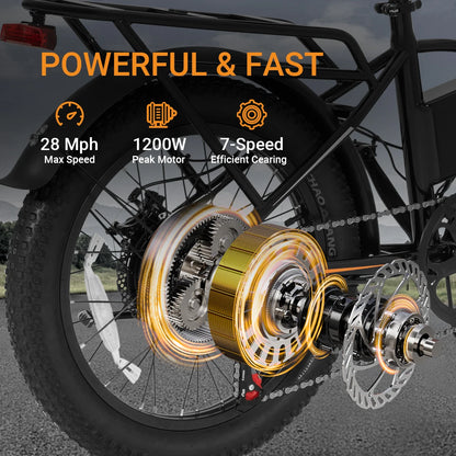 Electric Bicycle 1200W Peak Motor 48V10.4AH Lithium Battery