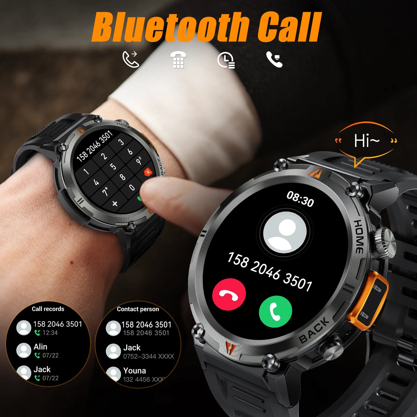 Bluetooth Call smartwatch for men Full Touch Screen With Health Monitor heart rate