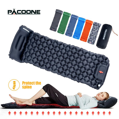 Outdoor Sleeping Pad Camping Inflatable Mattress Built-in Pump Ultralight Air Cushion